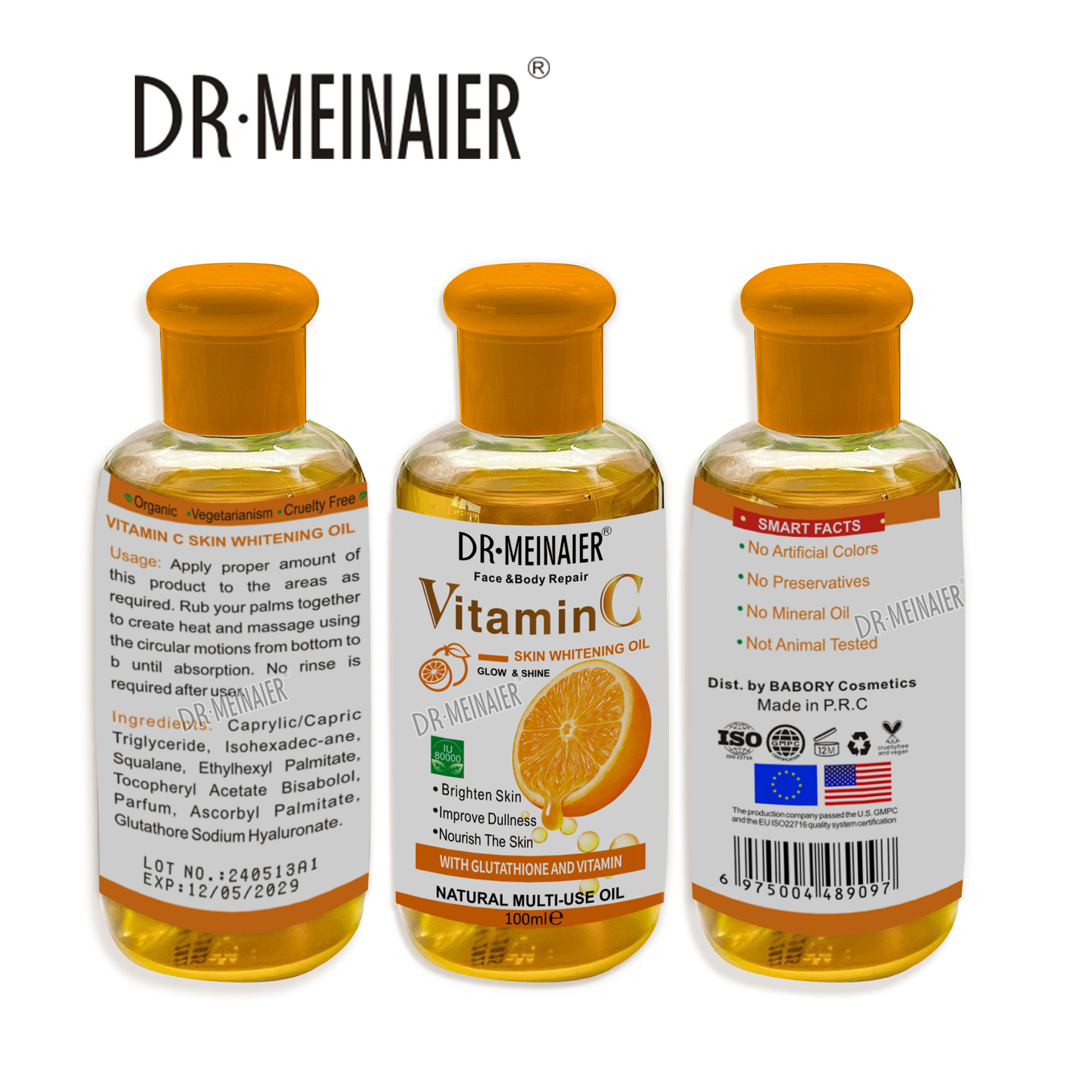 Cross-border Fresh Orange VC essential Oil Moisturizes the face and body, brightening the skin, hydrating and darkening massage oil, Vitamin C100ml Item Picture