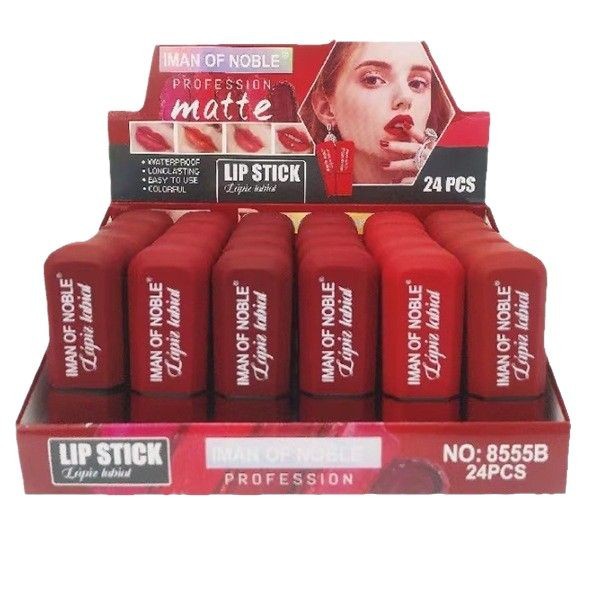 Only export IMAN OF NOBLE [24-pack] MATTE LIPSTICK in bright red color Item Picture