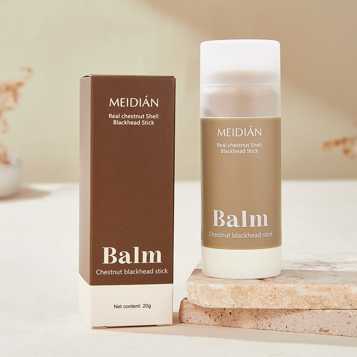 【 Cross-border Exclusive 】 Meidian True Chestnut Shell Blackhead Cleansing Stick cleans dead skin cells, leaving blackheads dry and smooth full figure