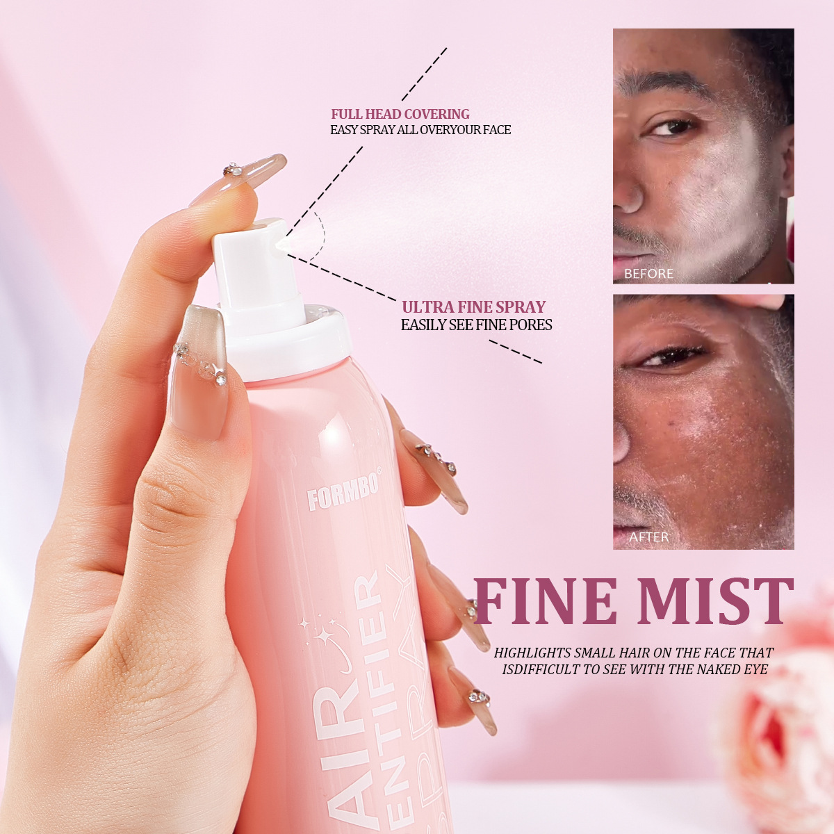 【 Cross-border Exclusive 】FORMBO Facial Hair Recognition Spray with Hair Removal Knife for skin cleansing, gentle hair removal details Picture