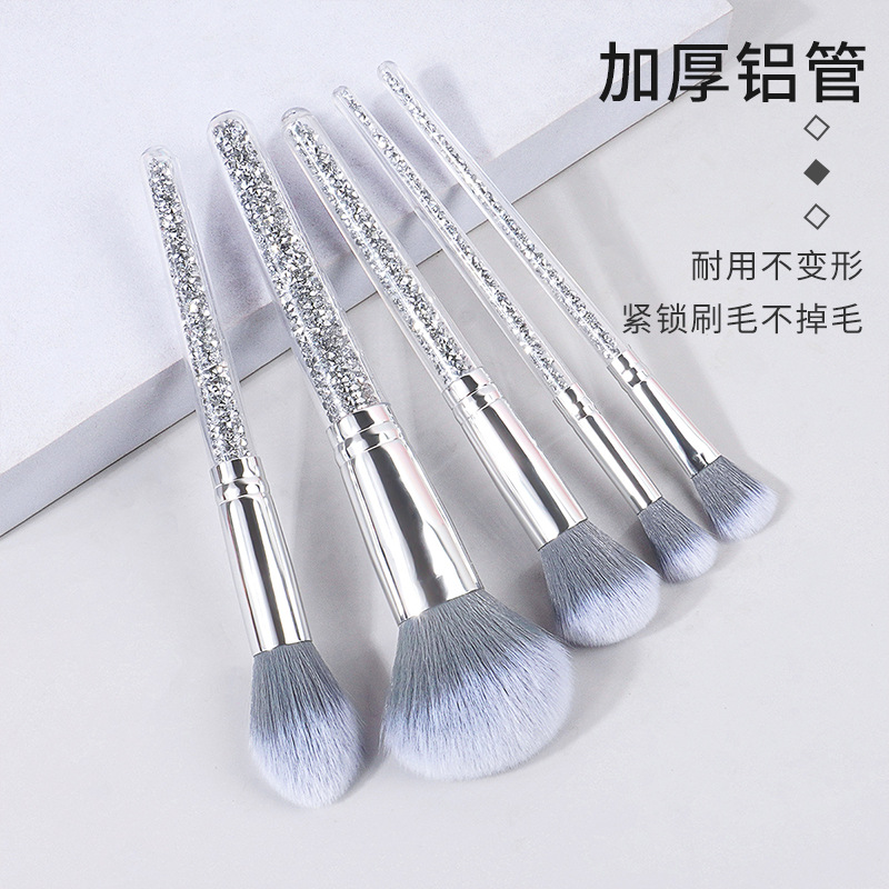 New 5-piece diamond-handled makeup set brush, soft bristle loose powder contouring eyeshadow makeup brush, exquisite and portable makeup tool details Picture