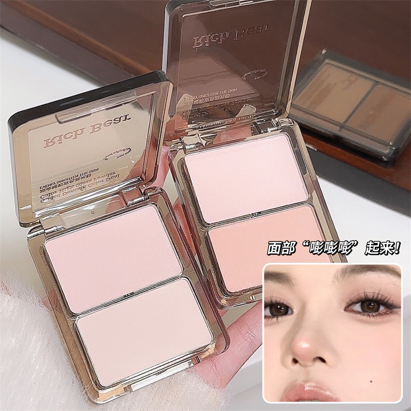 RichBear Gilt Domain Color Two-tone High Gloss Contouring Blush Plate Natural Nose Shadow Contouring Powder Wholesale Application Scenario