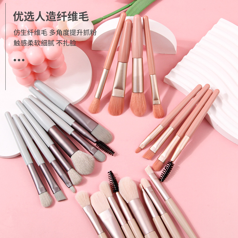 Beginner's 8-piece soft-bristled portable makeup brush set, soft-bristled matte blush brush, eyeshadow brush, complete set of makeup brushes details Picture
