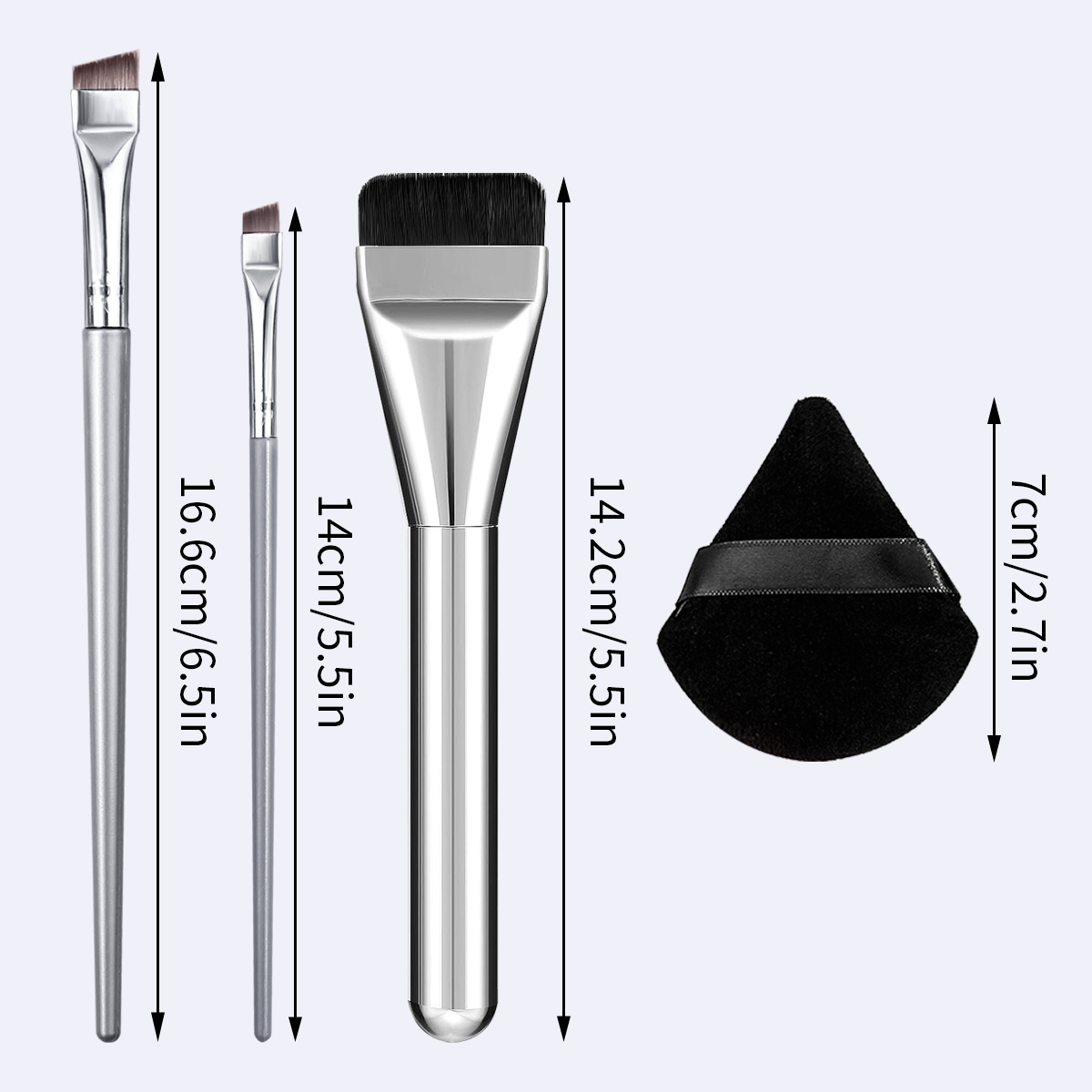 One-line foundation brush, thin flat head, Magic leaves no trace, no powder ingles, professional mask brush, super soft flocking triangular powder puff details Picture