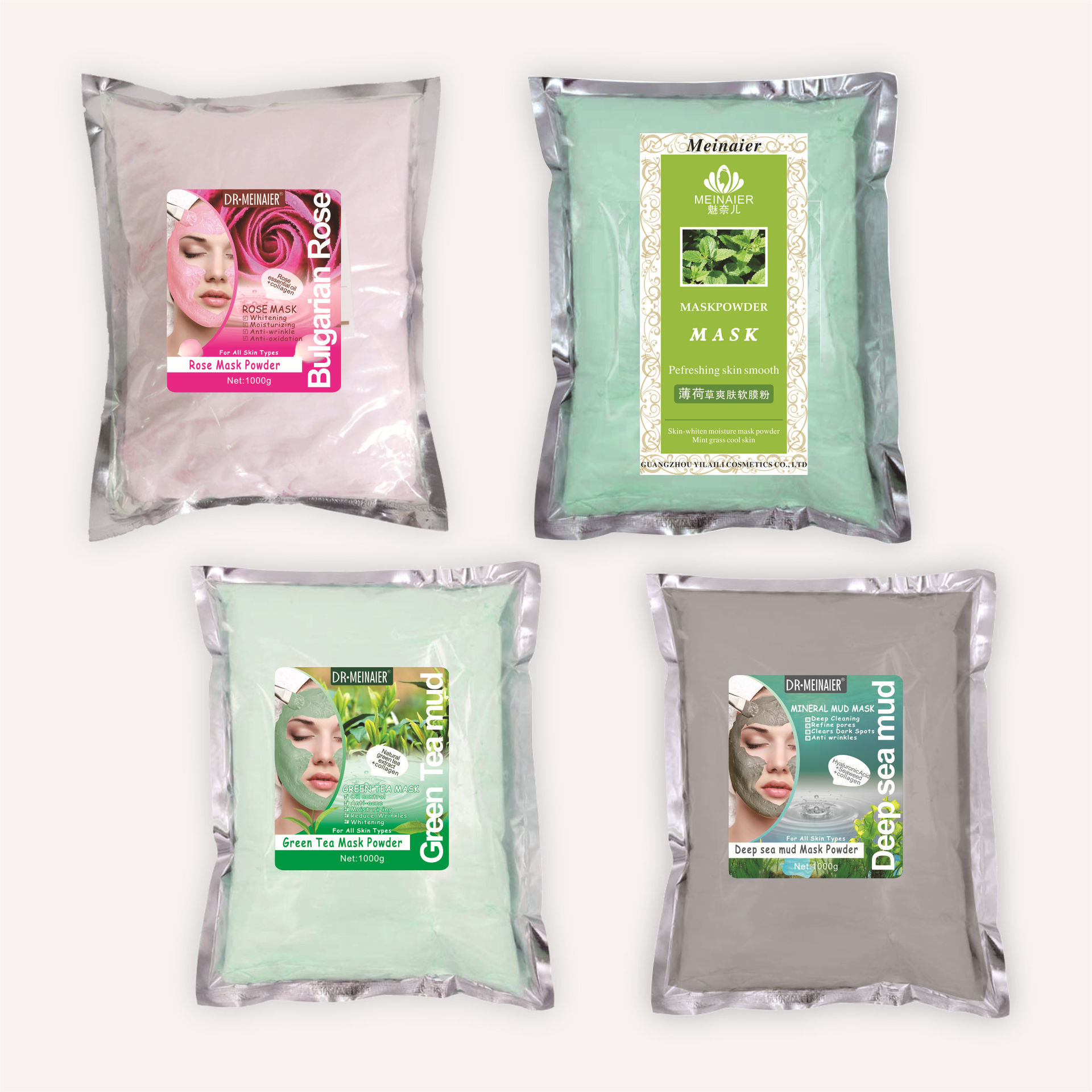 Wholesale of foreign trade mask powder, beauty salon skin care products, rose soft mask powder, moisturizing and invigorating mask powder, 1000g full figure