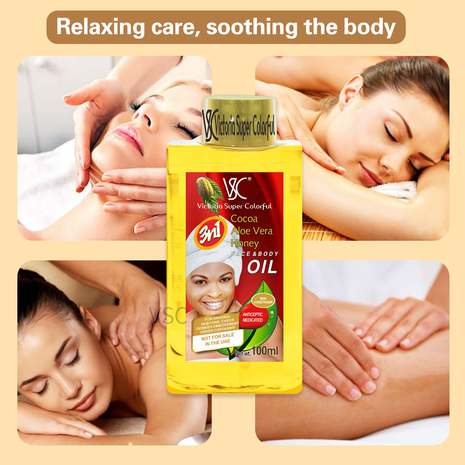 Cross-border cocoa aloe Honey Essential Oil 100ml, Massage Oil 500ml, wholesale for facial, body and full-body massage Specification drawing