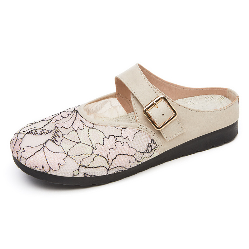 Women's soft-soled shoes that don't tiring the feet, summer casual breathable single shoes, half-drawn-out women's shoes with thick soles, comfortable mom shoes Item Picture