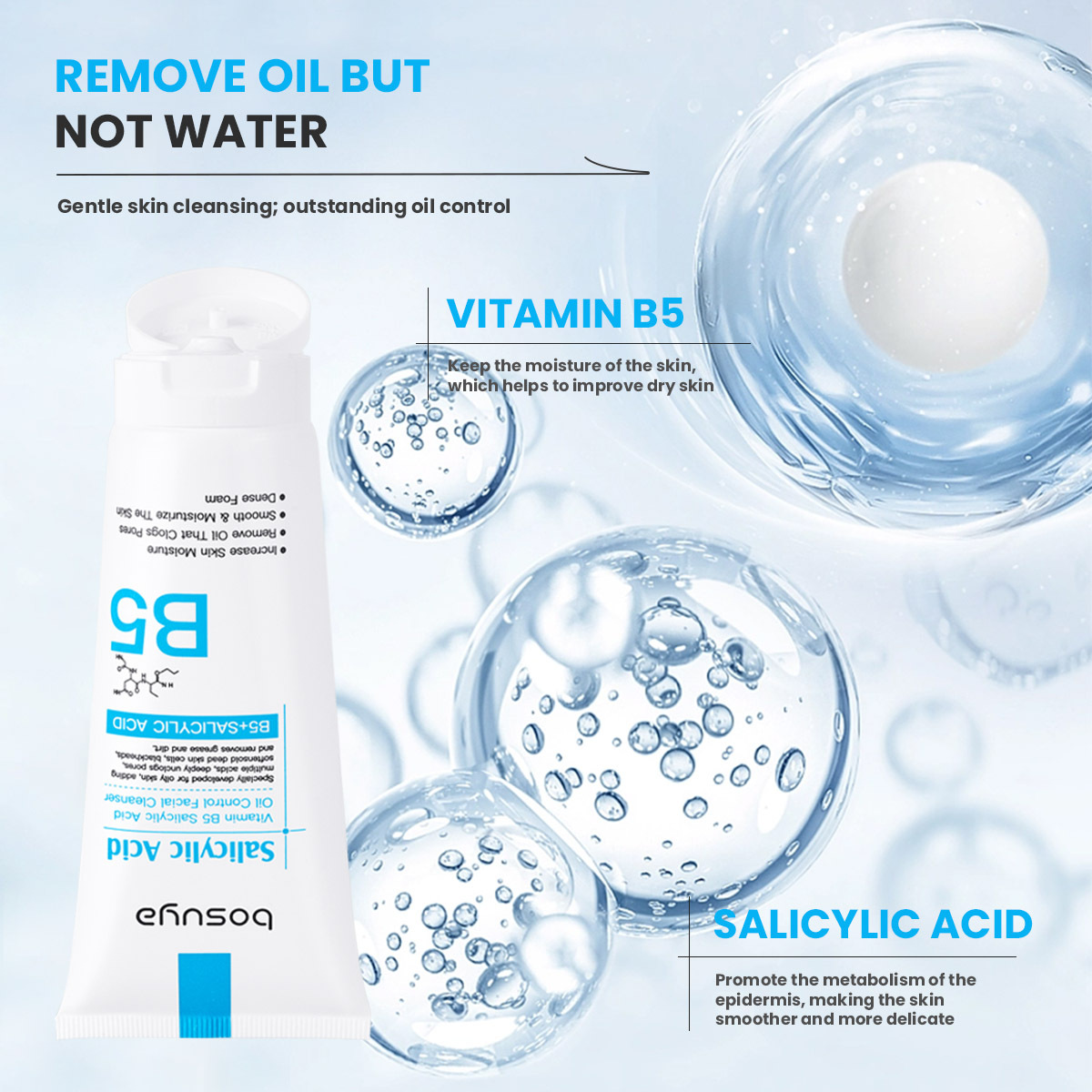 Cross-border exclusive BosuyaB5 salicylic acid oil-Control Facial Cleanser, Hydrating and Moisturizing Cleansing Facial Cleanser, universal Specification drawing