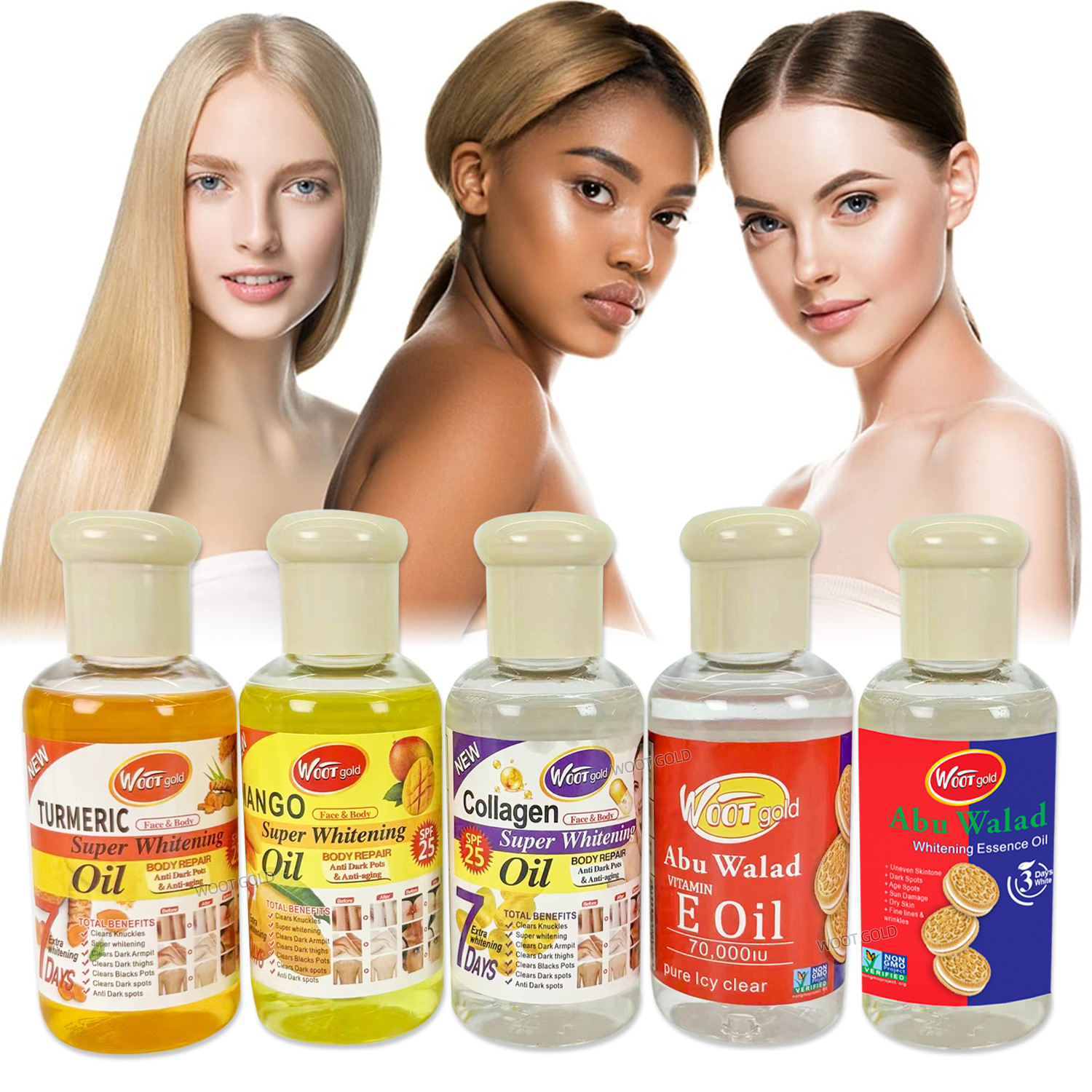Cross-border exclusive turmeric essential oil, Collagen, Vitamin E, plant Oil, facial and body hair care Massage Oil 75ml full figure
