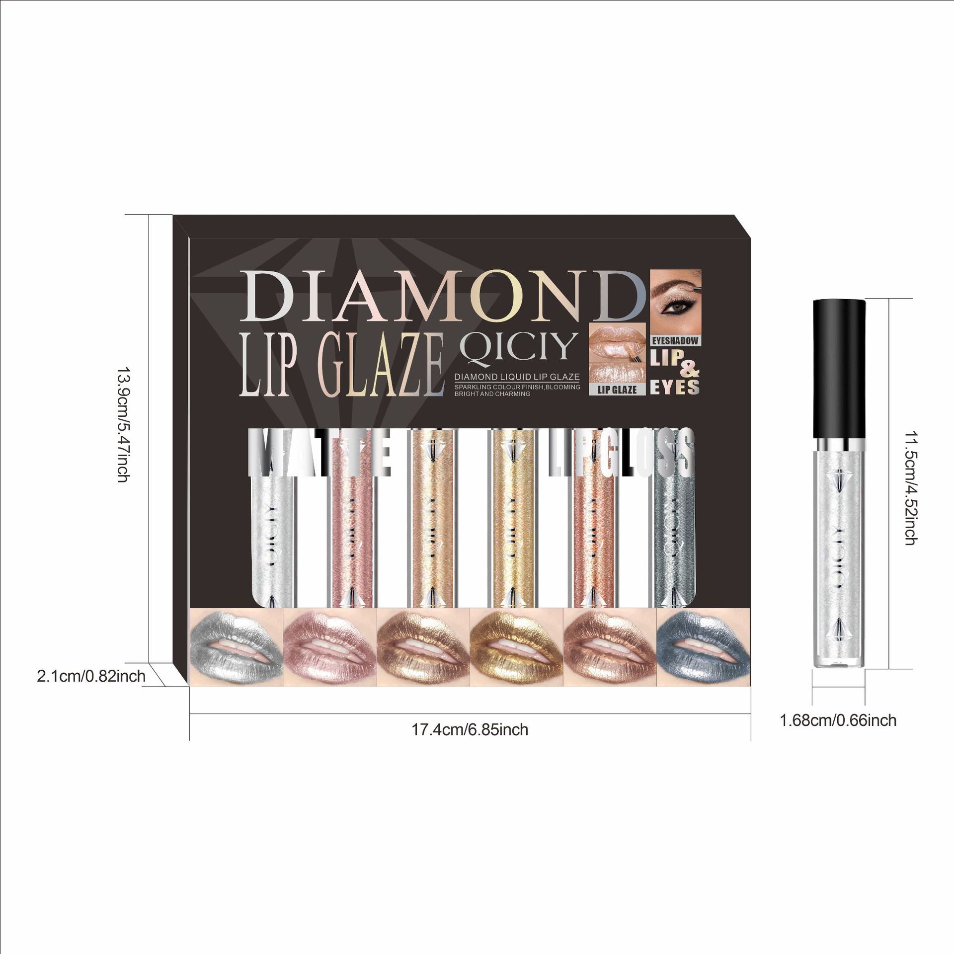 Cross-border exclusive bestseller QICIY Sparkling Lip Gloss, Chameleon Liquid Eyeshadow, 6-color set of European and American Sparkling Lip gloss Item Picture