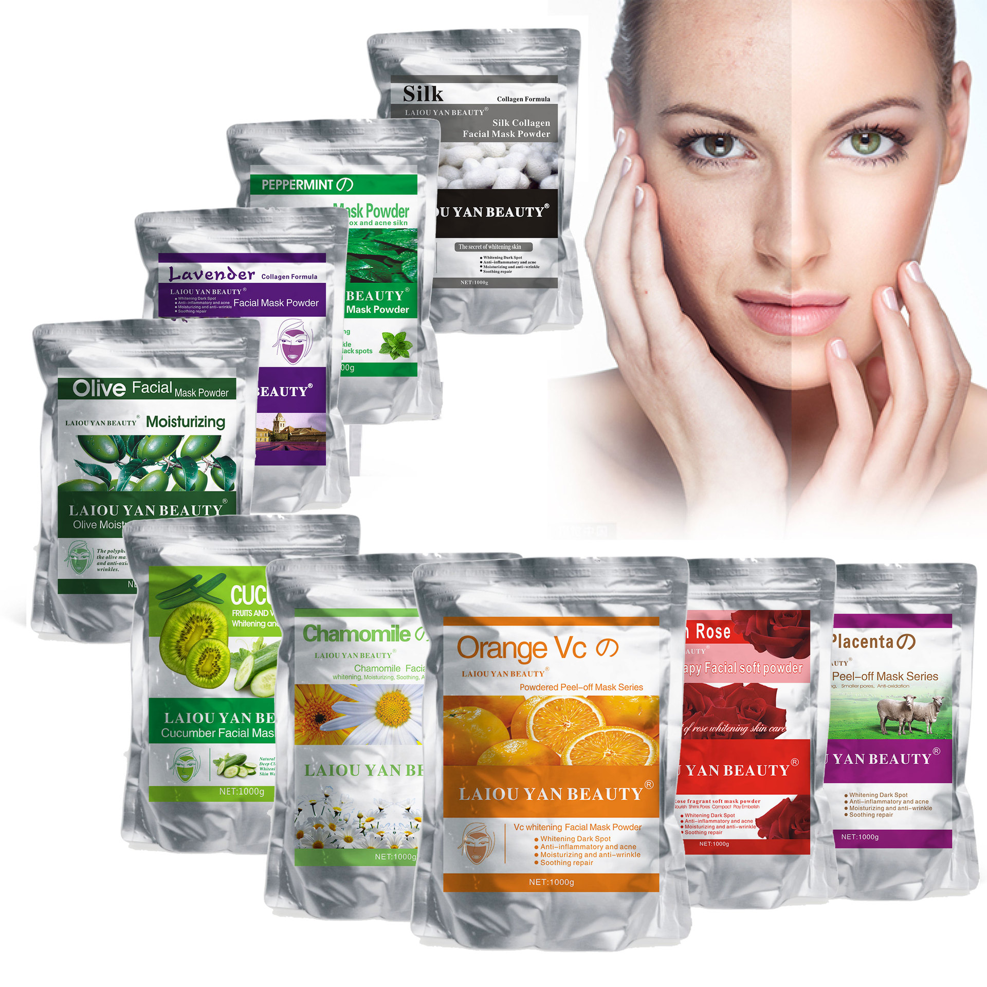 Cross-border exclusive supply of original protein brightening and moisturizing mask powder, hydrating and nourishing skin care soft mask powder, export wholesale 500g full figure