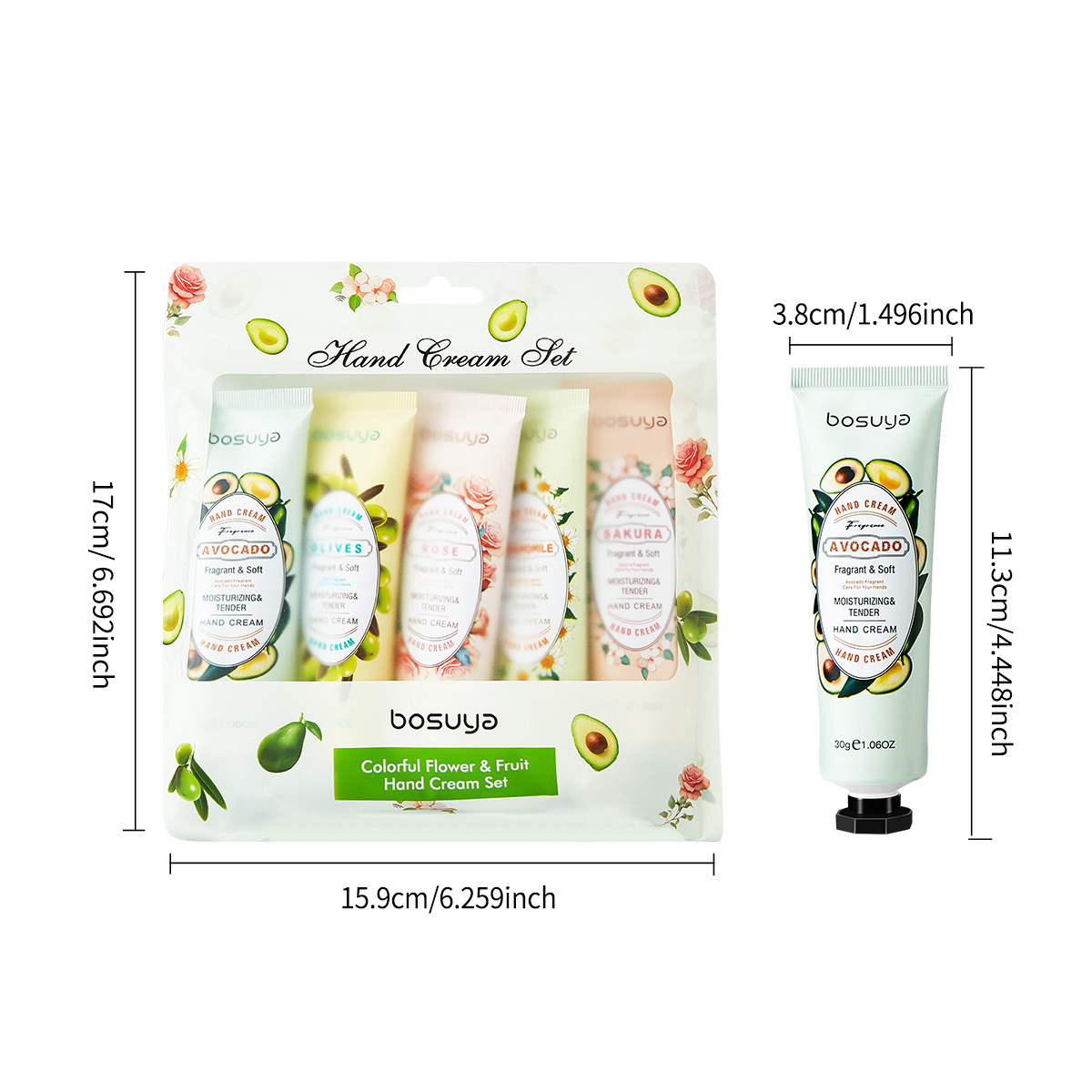 Cross-border exclusive bosuya floral Hand cream, anti-drying, anti-cracking, non-greasy, fragrant moisturizing hand cream, portable Item Picture