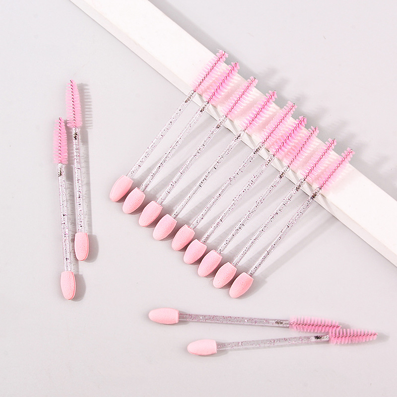 Disposable double-headed sponge eyeshadow makeup brush, eye spiral eyelash curl sponge smudging brush, transparent crystal handle Specification drawing