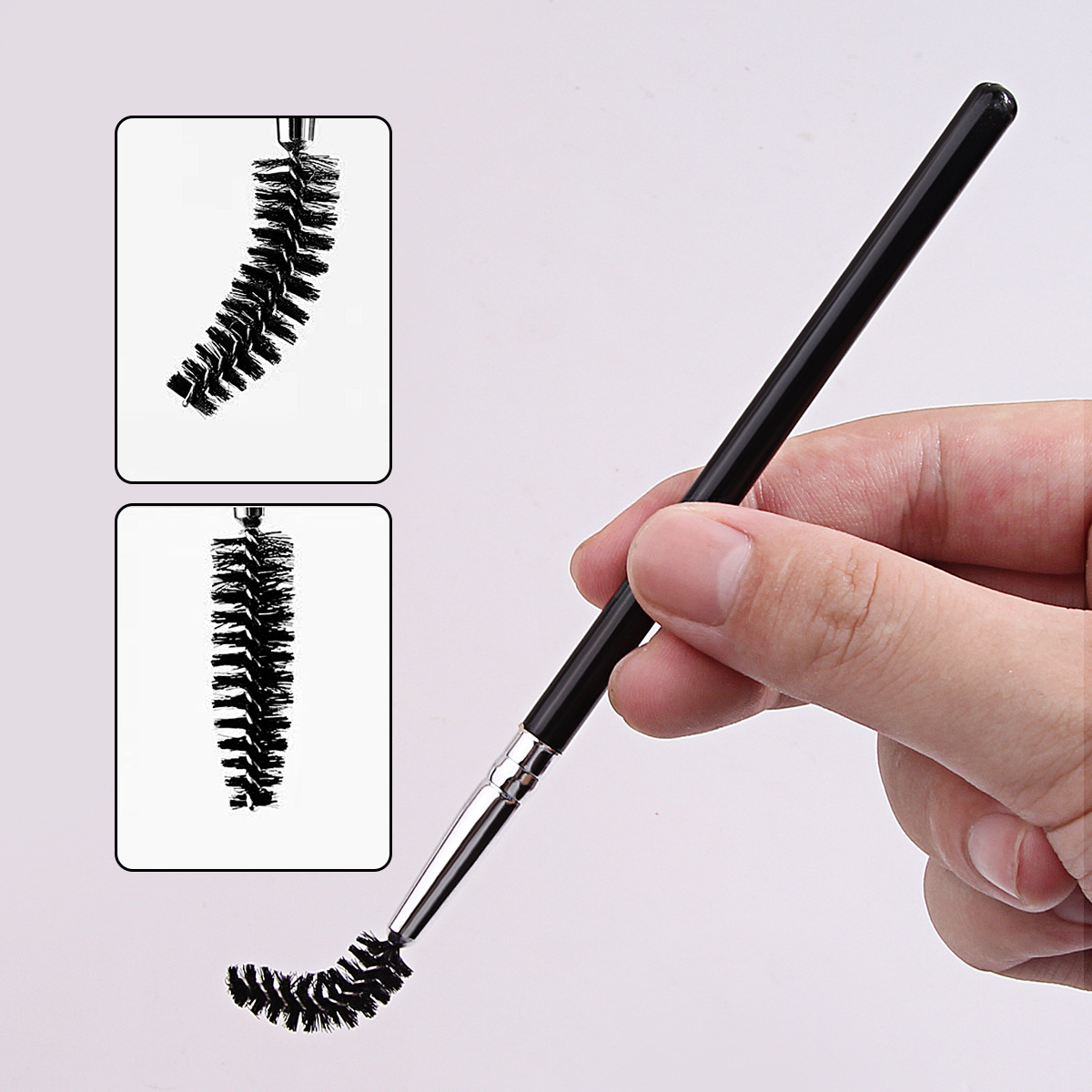 Factory wholesale single-head eyelash curl makeup brush, 360° flexible eyelash curl comb makeup brush, one set details Picture