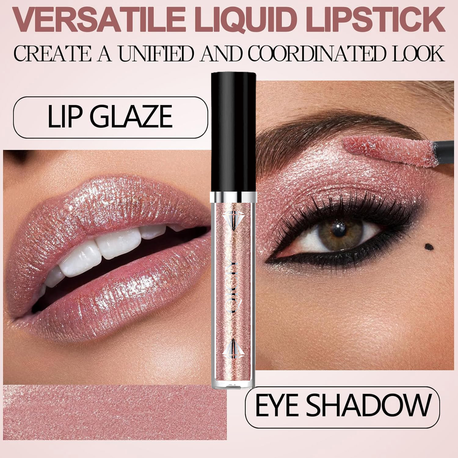 Cross-border exclusive bestseller QICIY Sparkling Lip Gloss, Chameleon Liquid Eyeshadow, 6-color set of European and American Sparkling Lip gloss Specification drawing