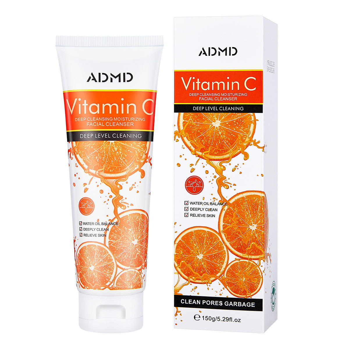 【 Cross-border Exclusive 】ADMD Vitamin C Facial Cleanser deeply cleanses, gently controls oil, shrinks pores, and is refreshing without greasiness Item Picture