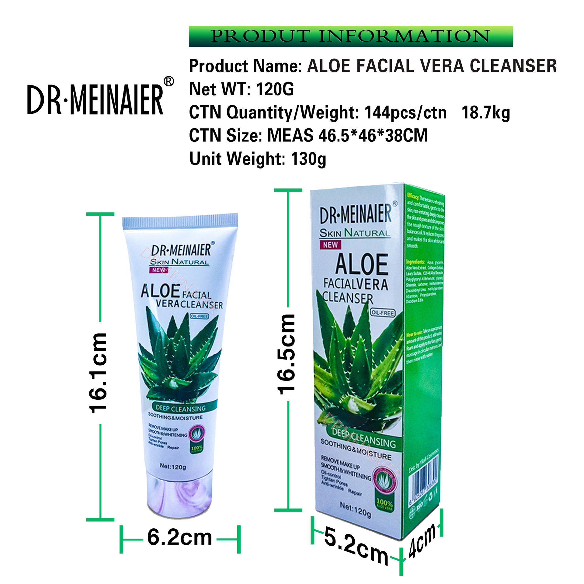 Cross-border exclusive supply of ALOE VERA Facial cleanser, Aloe Vera Moisturizing and Oil-Controlling Facial Cleanser, export wholesale Item Picture