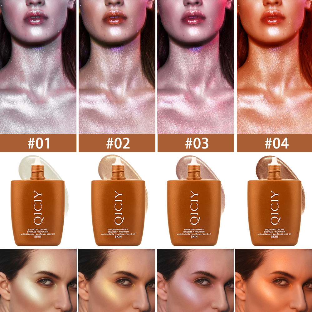 QICIY+ 4-color Highlighter Contouring Liquid is hydrating, light and naturally slimming. Amazon cross-border wholesale Specification drawing