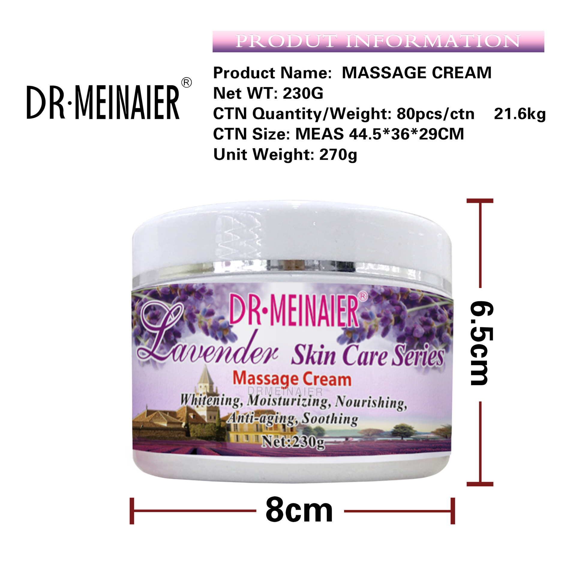 Cross-border foreign trade massage cream for facial and body, gentle and soothing skin, 230g factory wholesale Item Picture