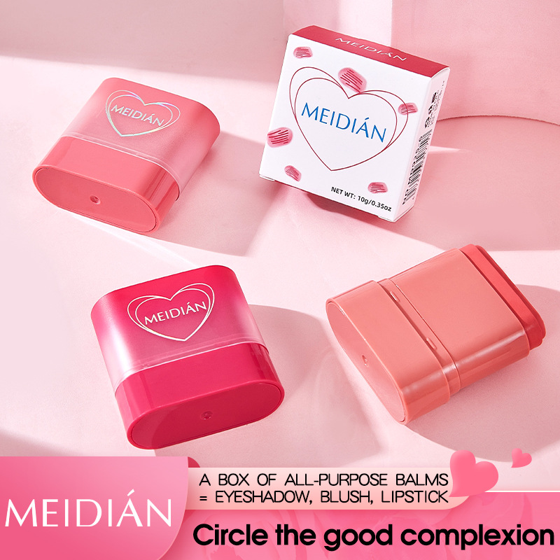 Cross-border exclusive Meidian 6-color blush stick brightening the face, long-lasting nude makeup, natural highlights, natural nude makeup whitening details Picture