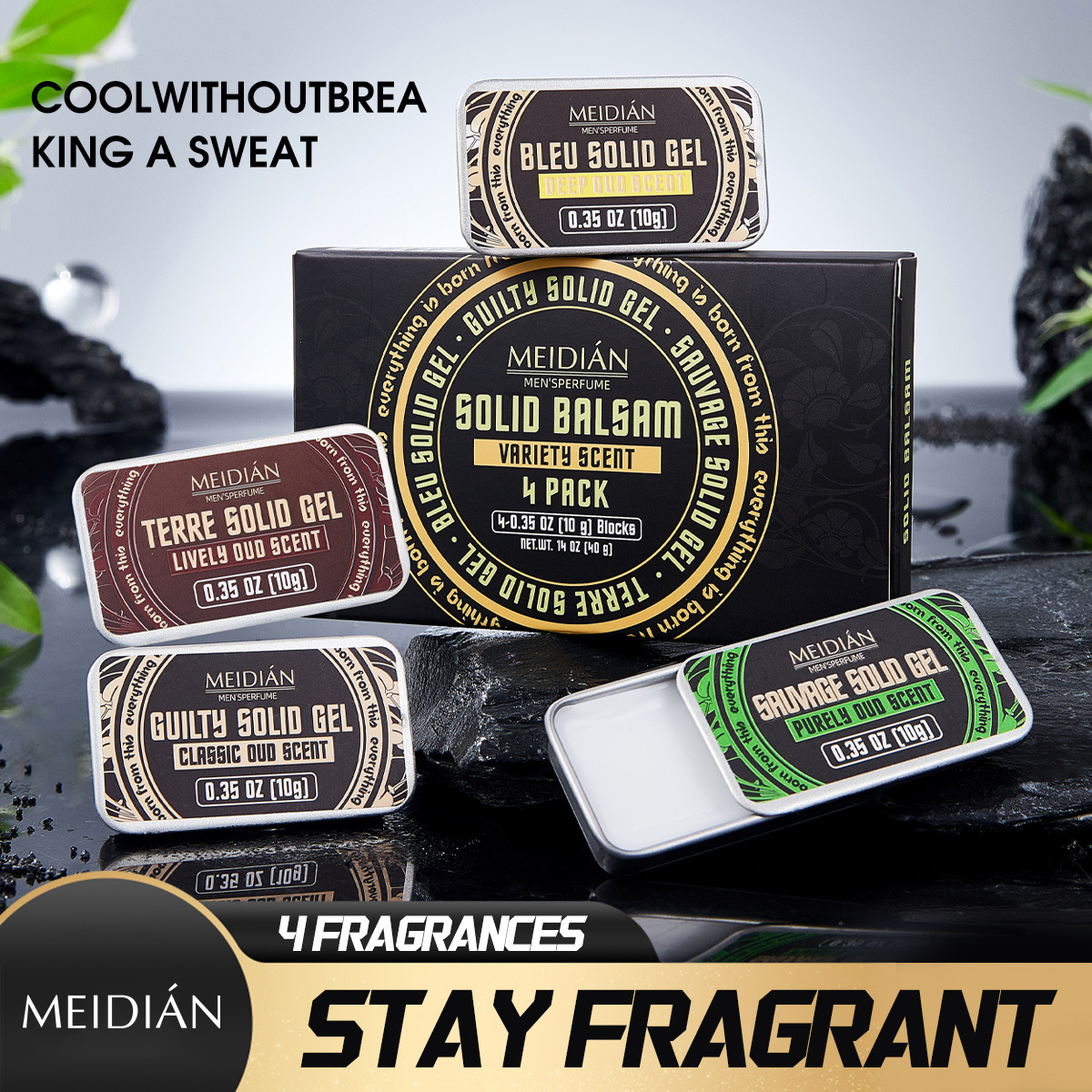 【 Cross-border Exclusive 】 Meidian Men's Body Balm: Long-lasting Fragrance, Portable Solid Perfume, Portable Body Balm full figure