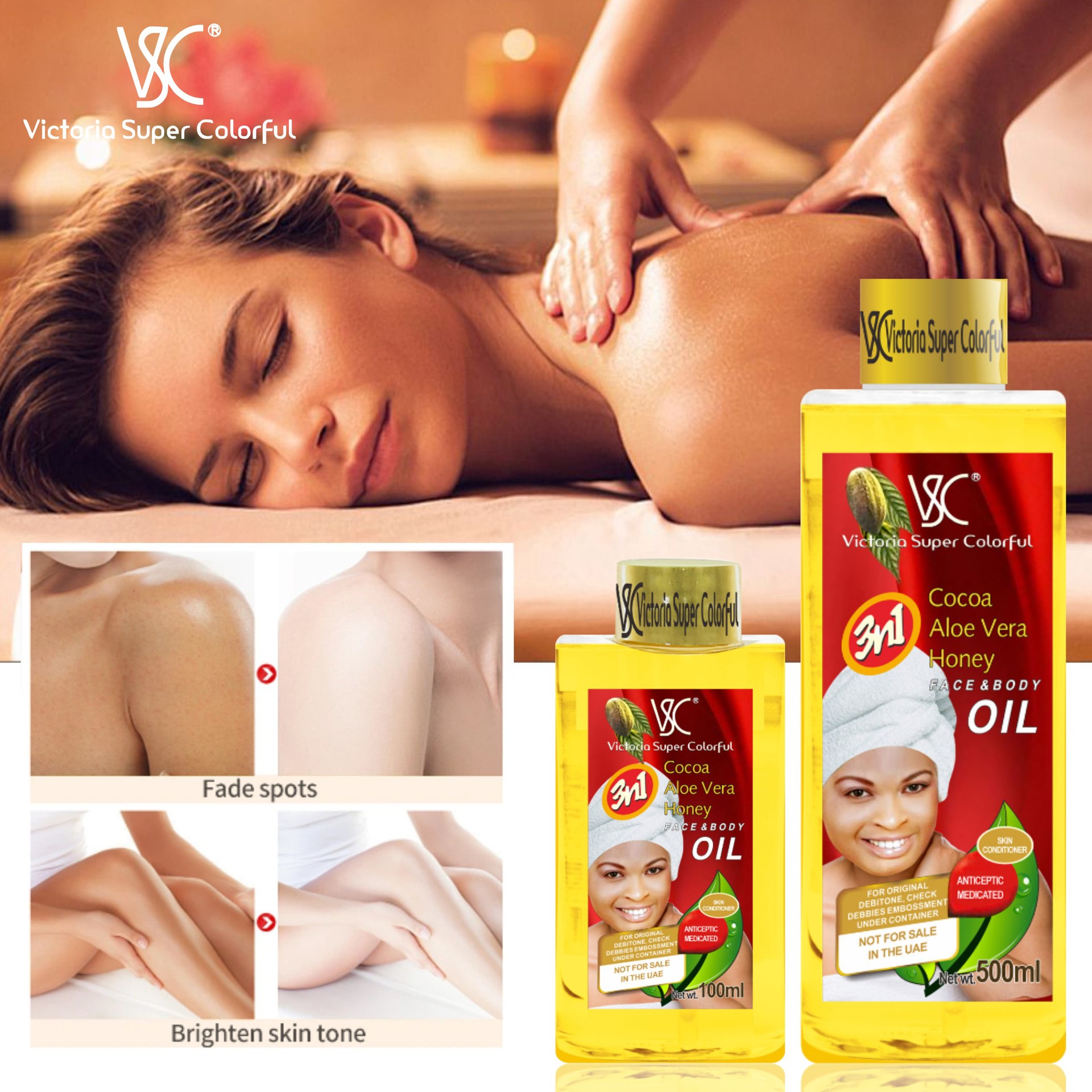 Cross-border cocoa aloe Honey Essential Oil 100ml &500ml Facial and body care essential oil Massage oil wholesale Specification drawing