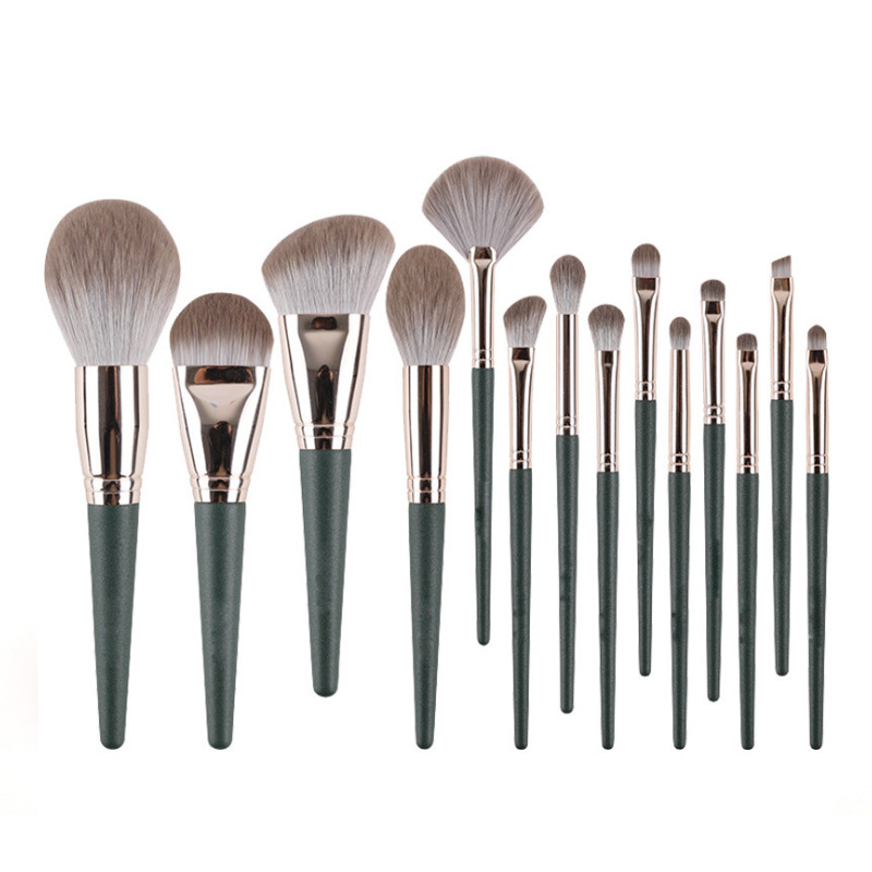 Original Green Cloud makeup brush, 14-piece facial makeup brush, Blue Bridge makeup set brush, portable eyeshadow brush, makeup tool Item Picture