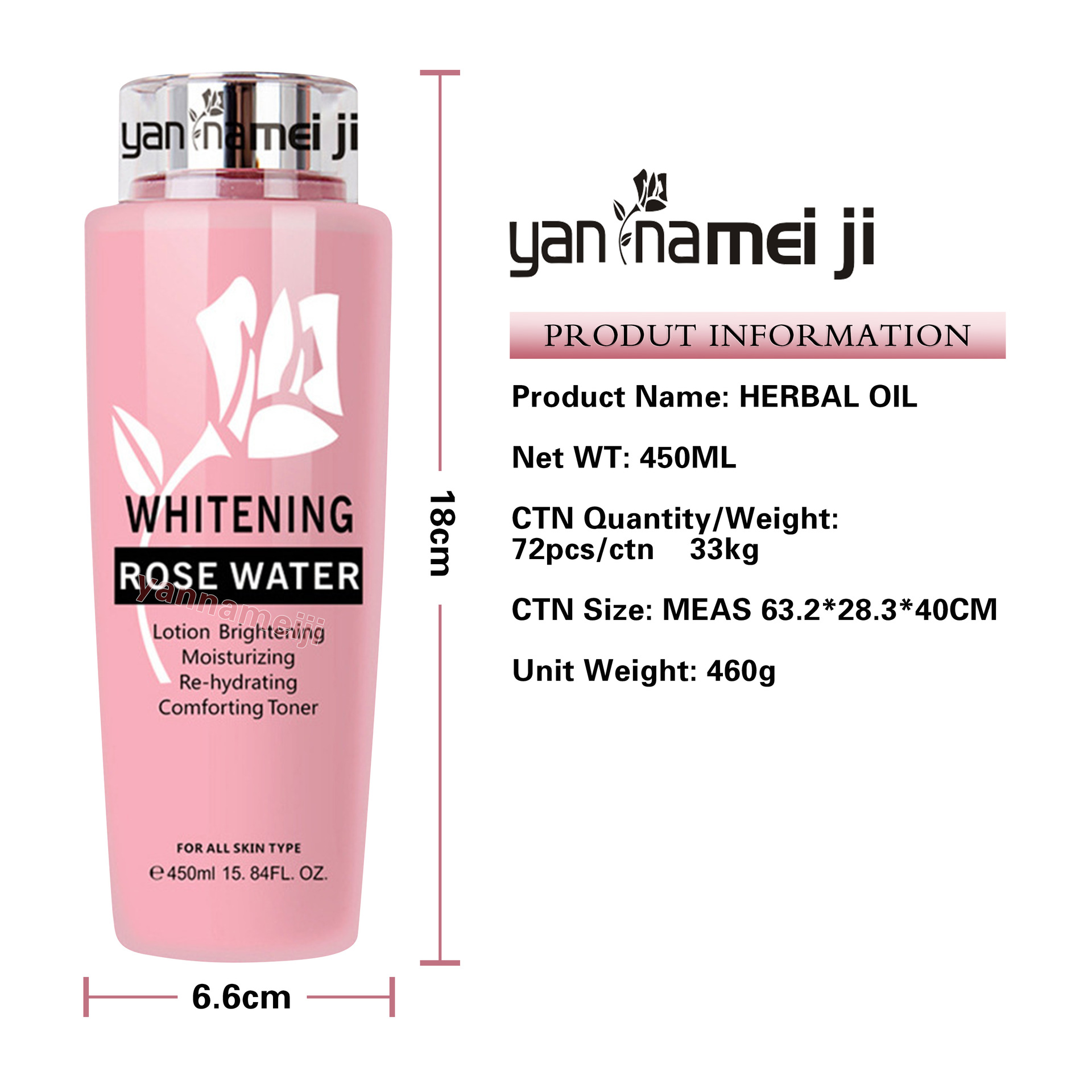 Cross-border exclusive supply of hydrating and moisturizing rose powder water, pore shrinking, oil control, repair, dryness and moisturizing water, wholesale for export Item Picture