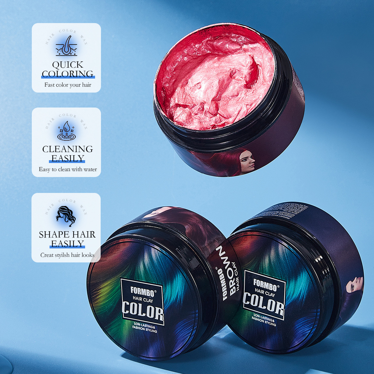 【 Cross-border Exclusive 】FORMBO Hair Paste Cross-border Bestseller Trendy Color Series Long-lasting and popular hair color details Picture