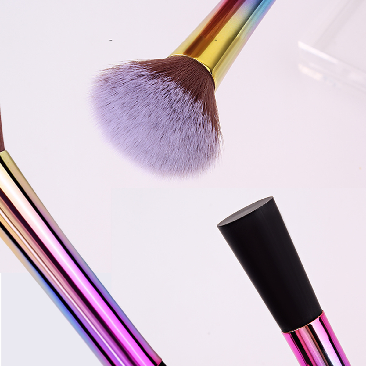 High-quality in-stock, colorful gradient flat-head setting brush, blush brush, no powder intake, easy to apply, portable loose powder makeup brush Specification drawing