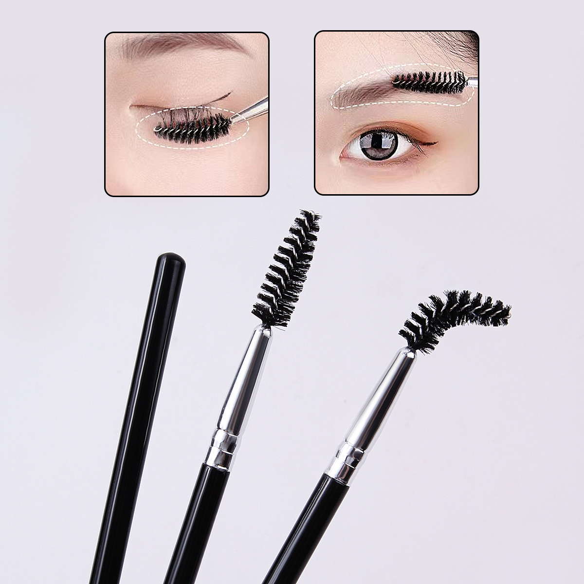 Factory wholesale single-head eyelash curl makeup brush, 360° flexible eyelash curl comb makeup brush, one set Specification drawing