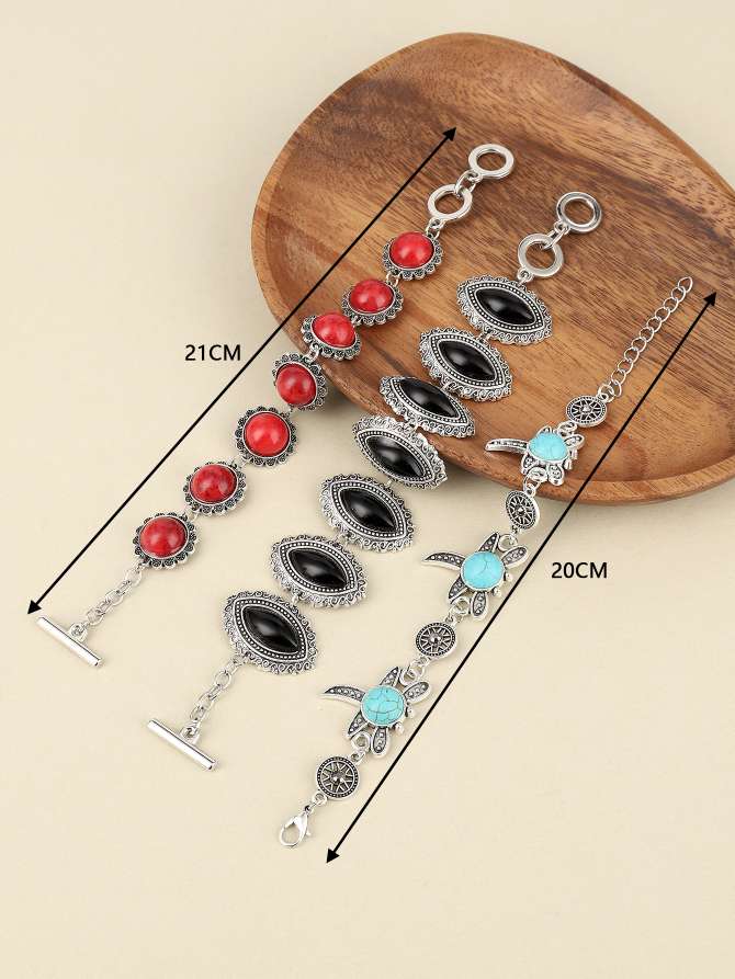 复古波西米亚手工点钻松石女士手链手链产品图