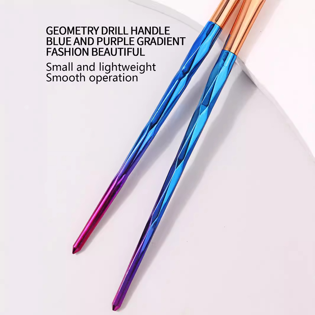 Beginner portable 4 eye makeup brushes, electroplated colorful fan-shaped makeup brushes, eyeshadow brushes, concealer brushes, and detail brushes Specification drawing