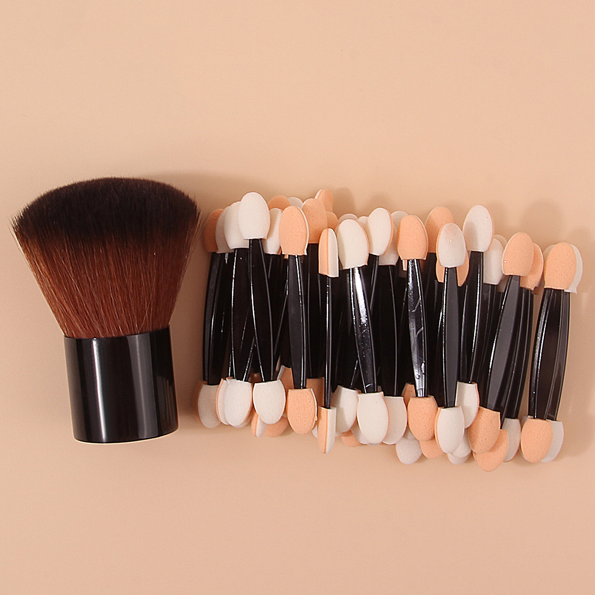 Mini double-headed sponge eyeshadow stick, mushroom head powder brush, black base dust brush, blush brush set, makeup brush details Picture