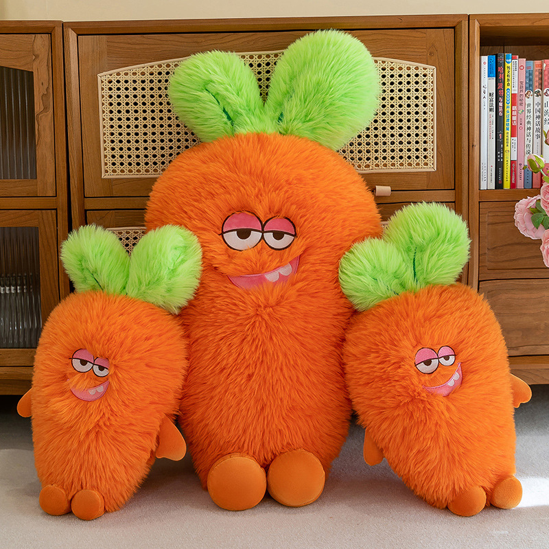 New cute long-haired carrot plush toy, expression monster figurine, ugly and adorable doll, birthday gift full figure