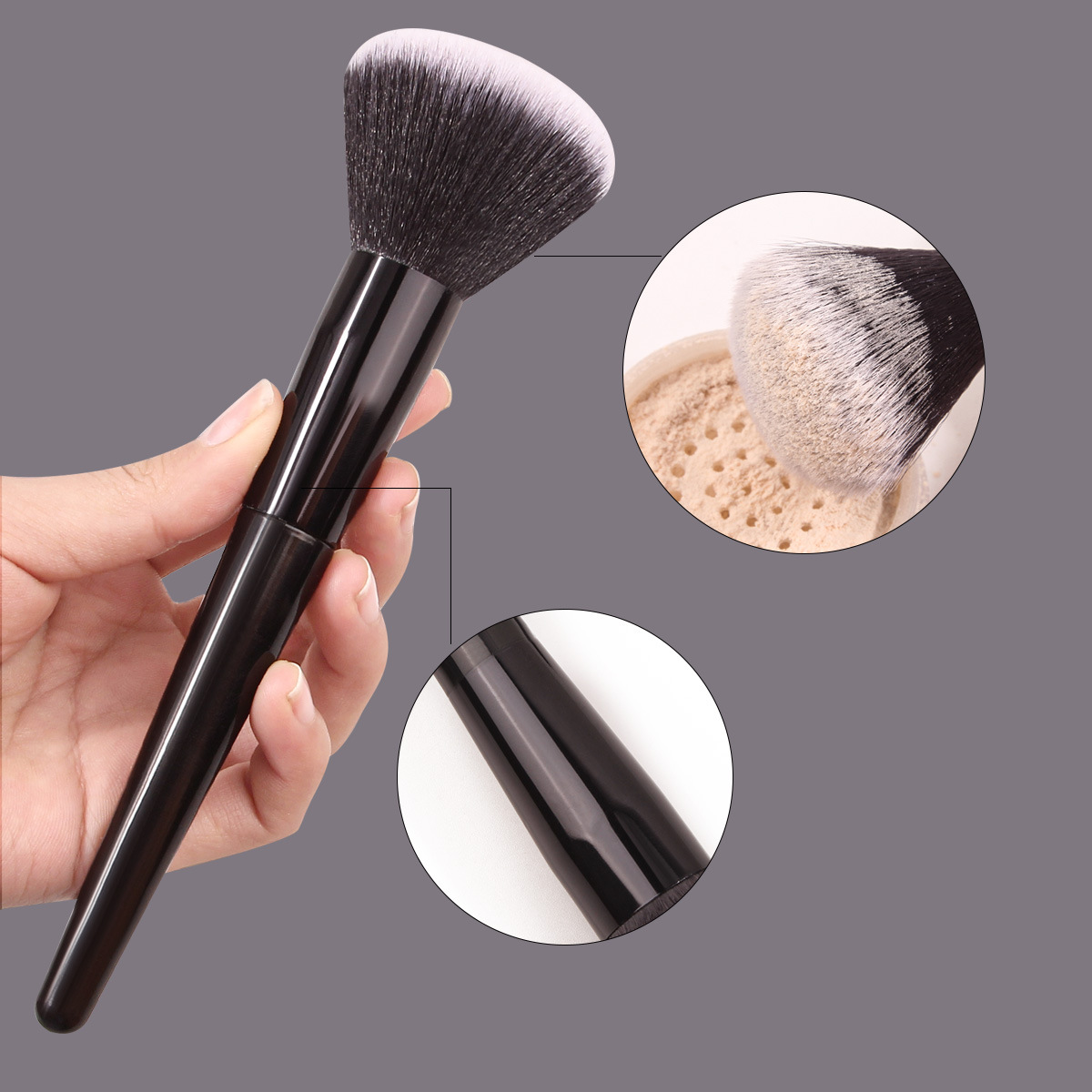 Cross-border 14-piece high-end makeup brush set, black full set, loose powder brush, eyeshadow brush, blush, multi-functional beauty tools details Picture