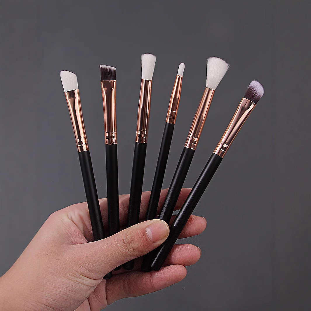 6 Eye makeup set brushes, eyeshadow brushes, smudging brushes, quality wooden-handled color brushes, multi-functional makeup brush tools in stock Specification drawing