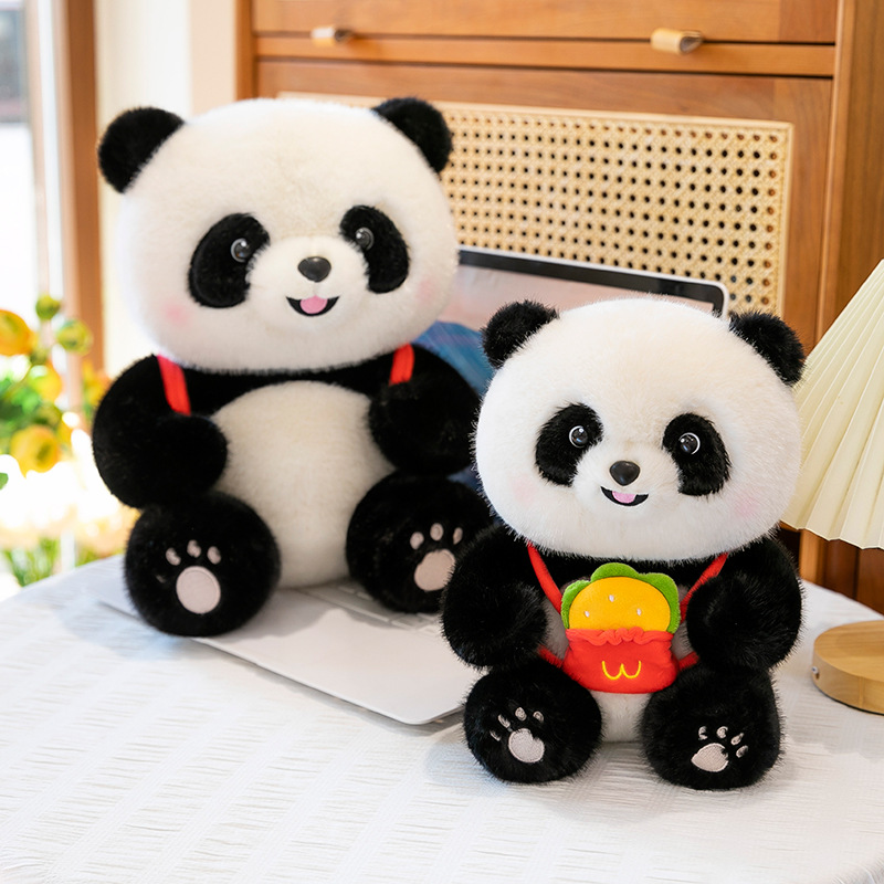 New hamburger and French fries backpack, panda doll, plush toy, panda doll, soothing pillow, children's gift details Picture