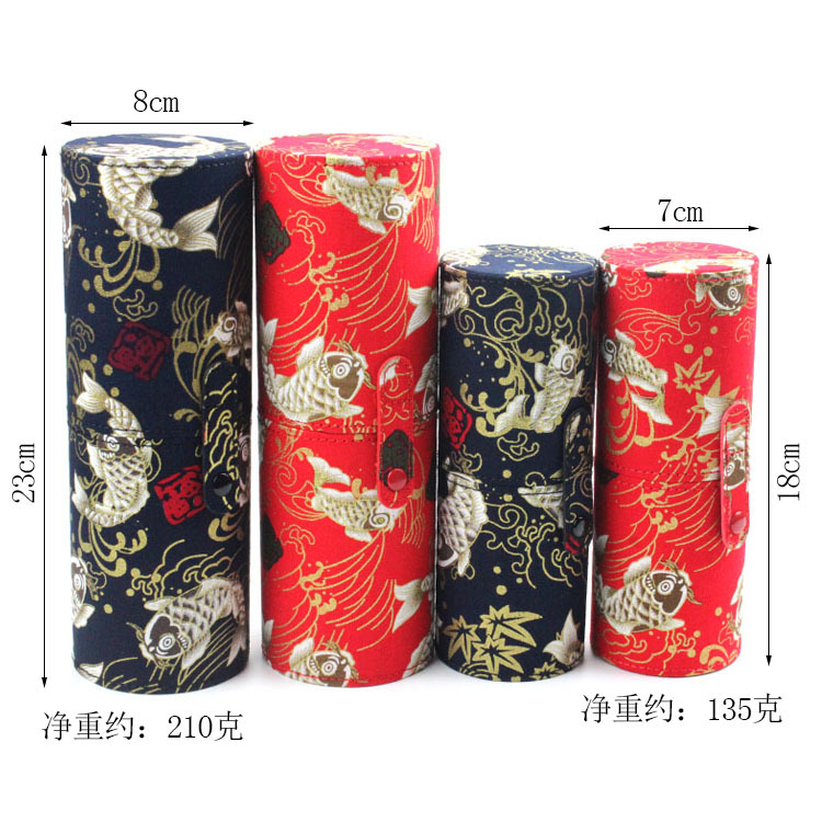Koi Fish makeup brush bucket, personalized makeup bag, gold-printed makeup brush set, storage box, wholesale of ethnic style beauty tools details Picture