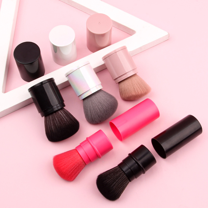 Single pearl White stretchable blush brush with soft bristles, portable setting powder powder facial makeup, makeup refresh style in stock Specification drawing