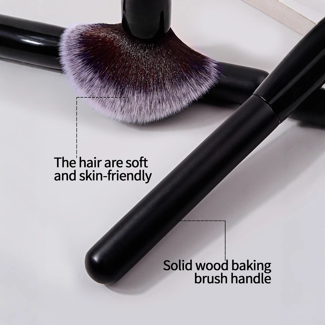 Cross-border best-selling black woodblock beauty brush, multi-functional makeup brush, large makeup brush, nail art brush, dust removal brush Specification drawing