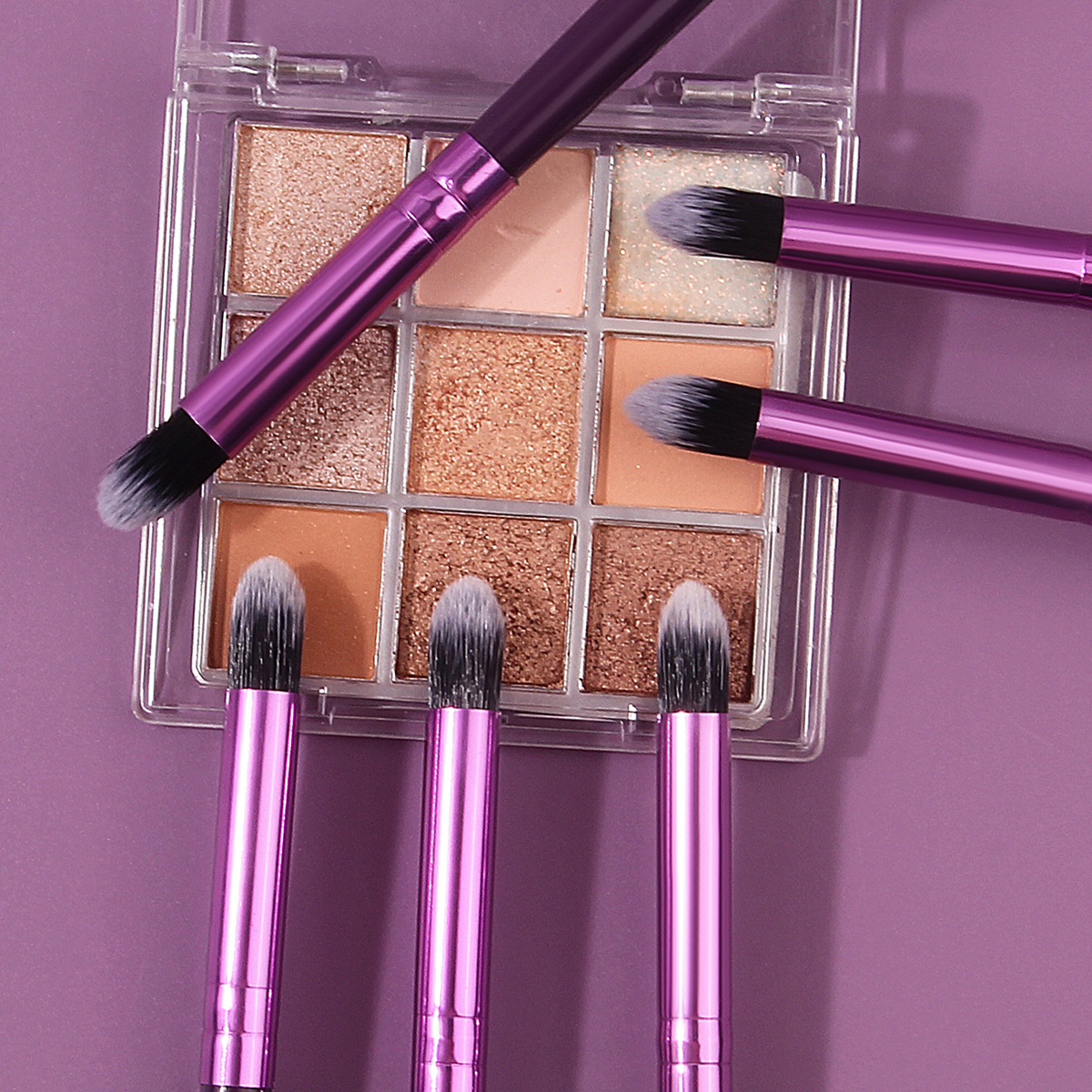 6-piece purple wooden-handled eyeshadow brush, soft bristles that don't prick the face, blending brush, high-gloss concealer, multi-functional makeup brush in stock Specification drawing