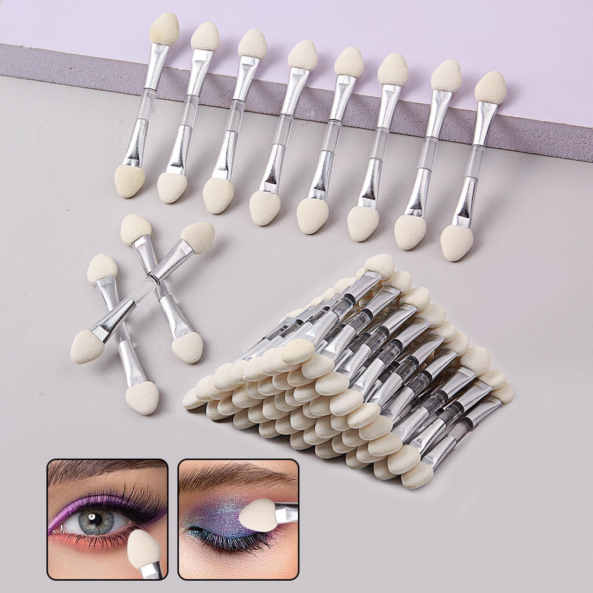 Portable disposable double-headed sponge eyeshadow brush, multi-functional makeup tool, makeup brush, smudging brush, concealer brush wholesale full figure