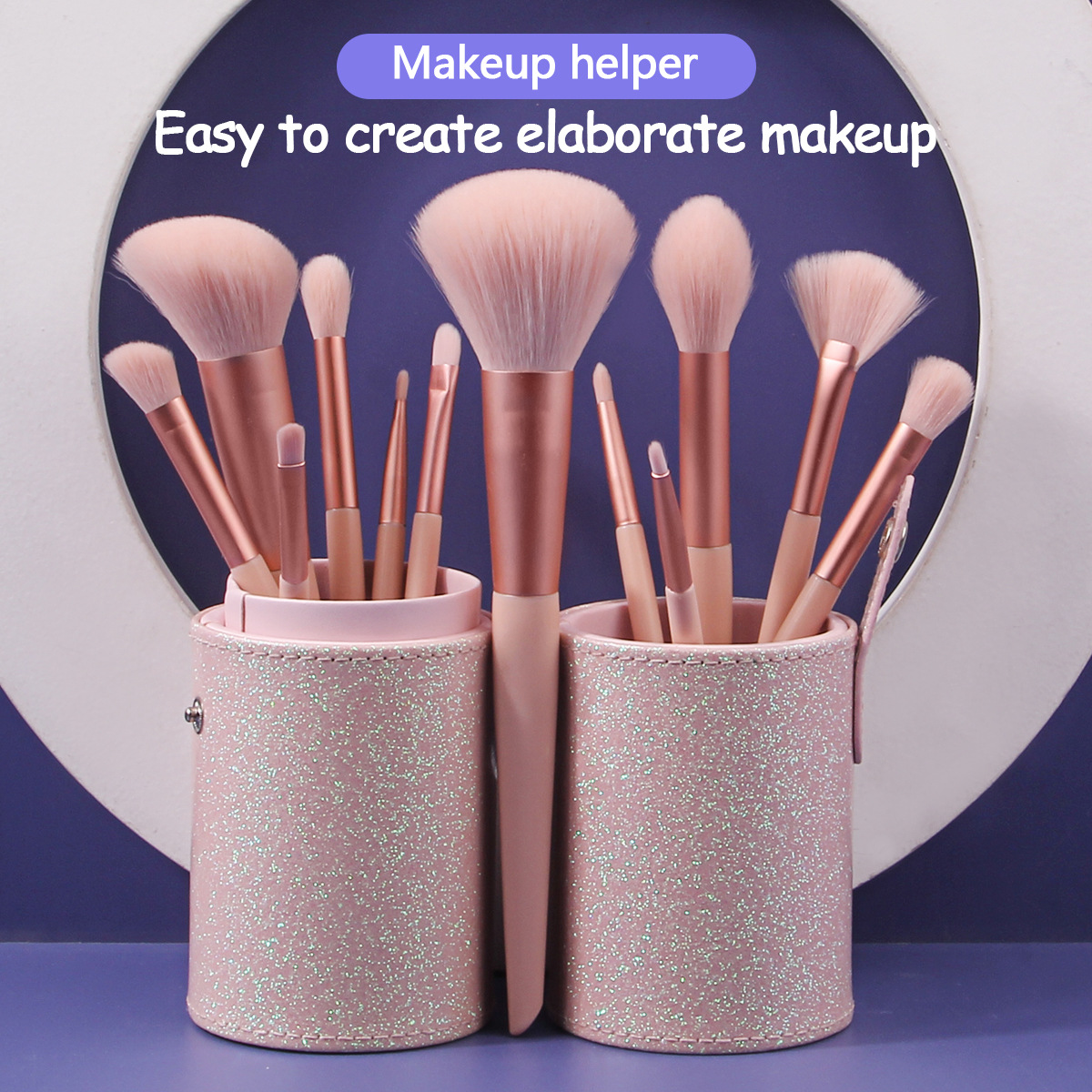 Factory direct sales of 12 makeup brush sets, complete pink bucket loose powder eyeshadow brushes, high appearance level beauty tools full figure