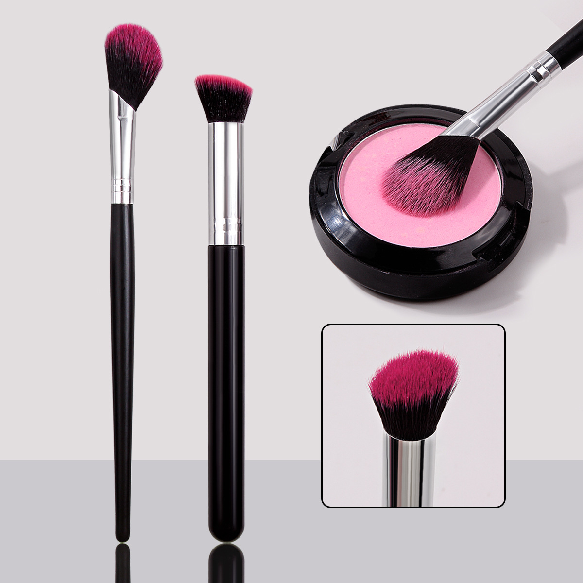 In stock: Half-leaf nose shadow brush, minor contouring brush, nose profile brush, highlight brush, round slanting concealer brush to cover eye bags and dark circles full figure