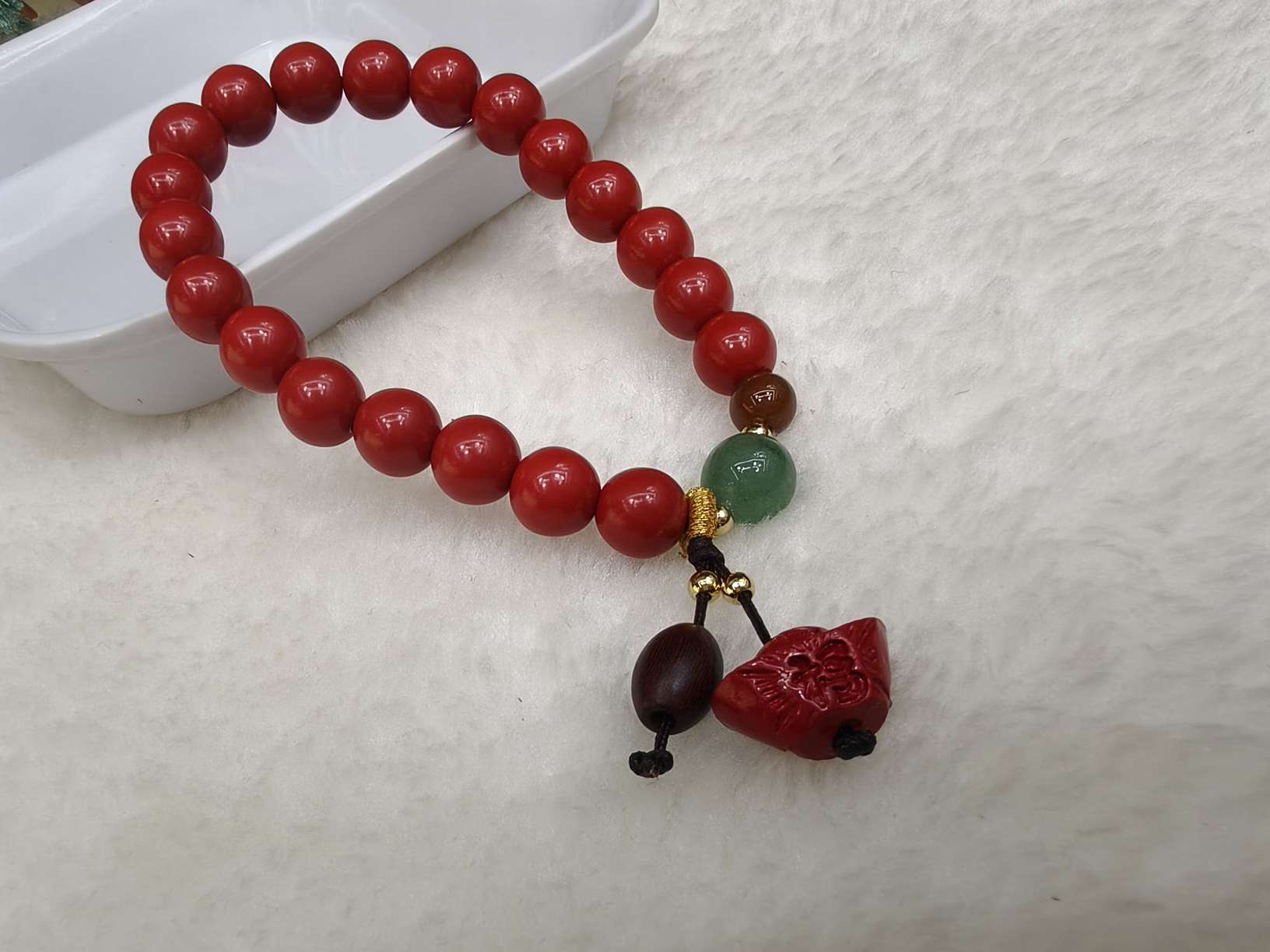 New Chinese-style cinnabar bracelet, ingot pendant, retro and simple purple gold sand bracelet, niche accessories for women