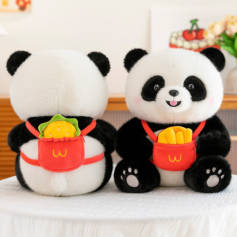 New hamburger and French fries backpack, panda doll, plush toy, panda doll, soothing pillow, children's gift Specification drawing