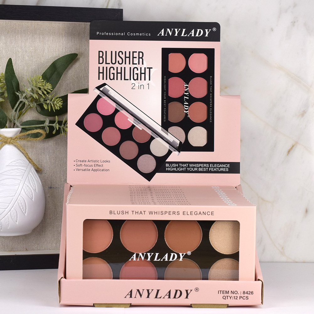8426-01 New Eight-color Blush with highlight brightening [ANYLADY] Multi-color blusher palette full figure