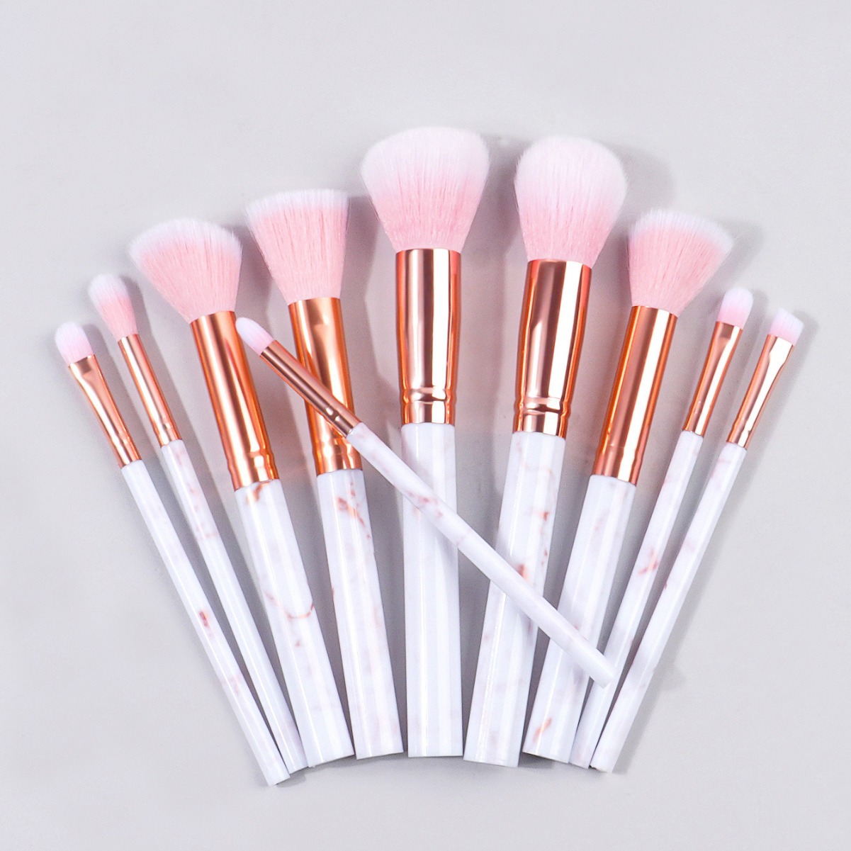 10 marble pink makeup brush sets, eyeshadow brush sets, blush brushes, loose powder brushes, contouring brushes, and highlight brushes Application Scenario