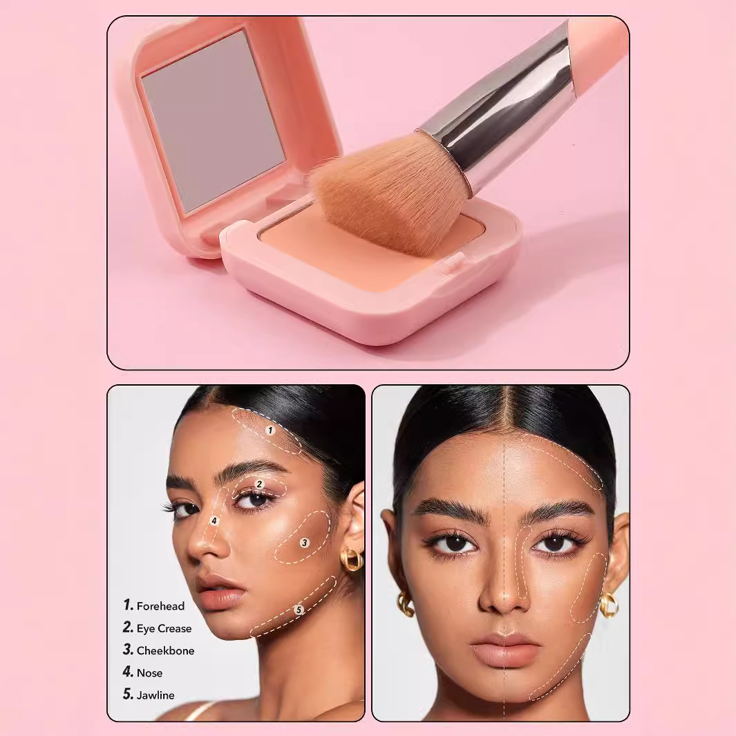 Soft-bristled, slanted contouring brush, setting honey brush, no makeup, no shedding, loose powder blush, refreshing hand makeup brush Specification drawing